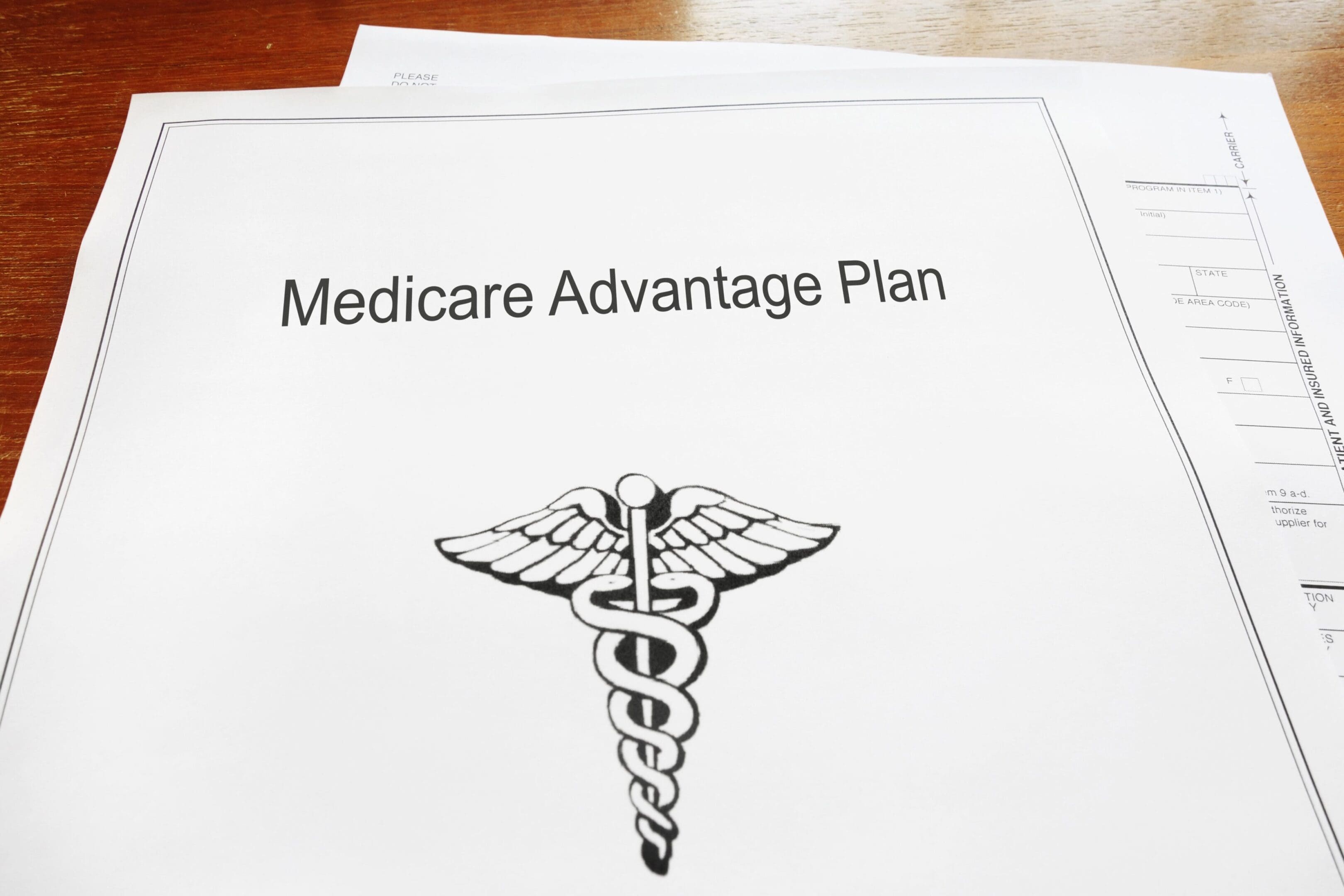 A medicare advantage plan is sitting on the table.